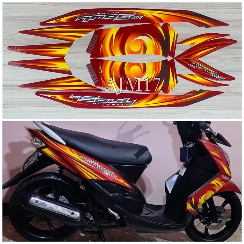 STIKER STRIPING MIO SOUL 2007 MERAH