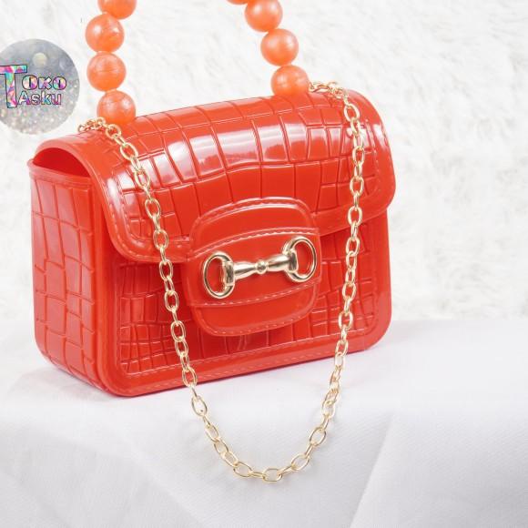 TAS JELLY GLOSSY MINI CROCO MAGNET | TAS JELLY MUTIARA - Merah