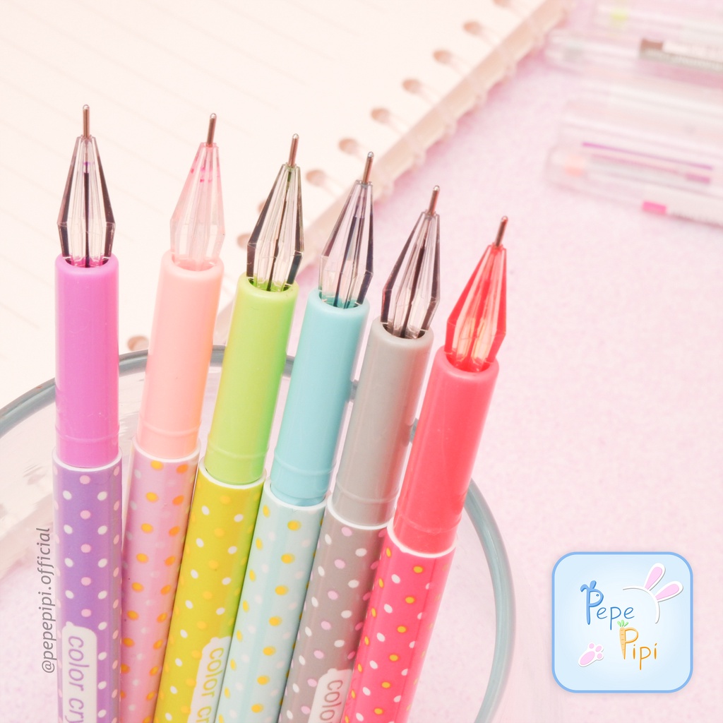 Pena Gel Itmeno BL-112 Color Crystal Polkadot Pen Bolpen Pulpen Bolpoin polka dots