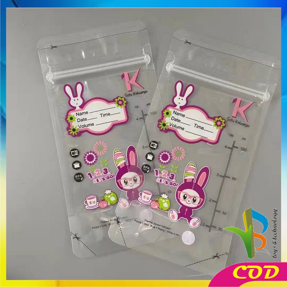RB-C264 Kantong Asi 120ml Isi 30 dengan THERMAL SENSOR Plastik Asi Breastmilk Storage Bag BPA FREE