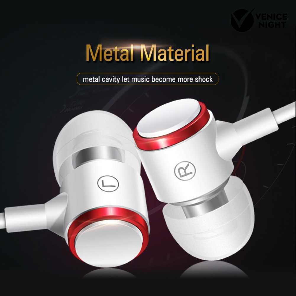 (VNEP) (Berkabel) 3.5mm Stereo Deep Bass Earphone In-ear Music Headset dengan Line Control Mic