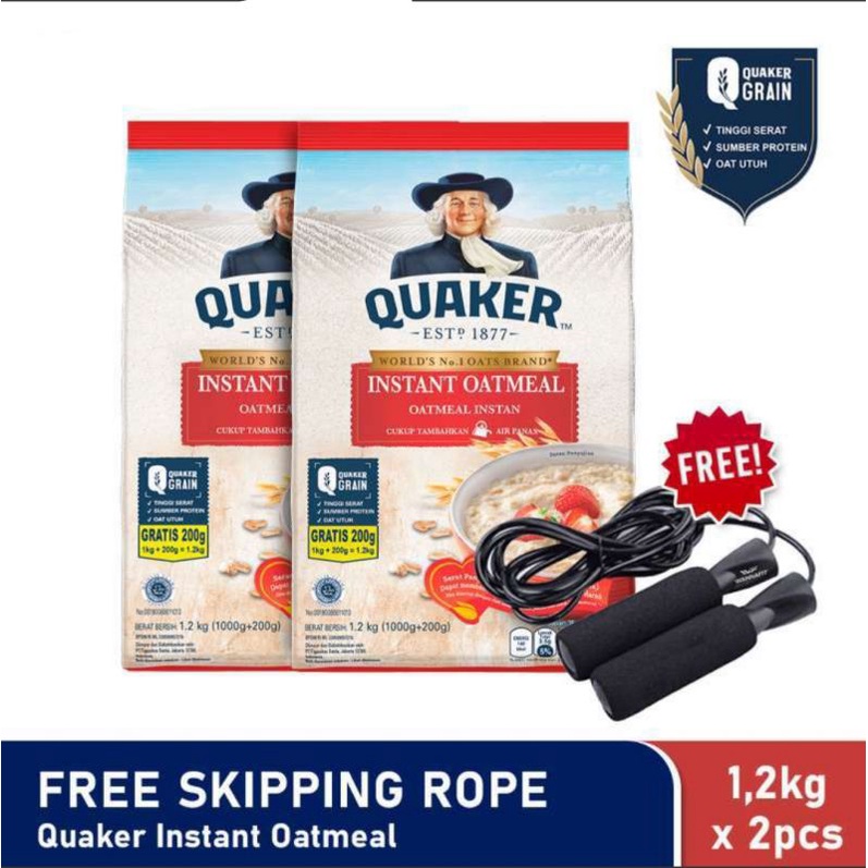 

Quaker Instant Oatmeal 1200 Gr Twin Pack + Free Skipping Rope