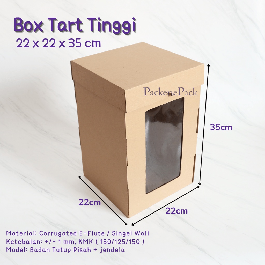 

( 5Pcs ) KOTAK BOX DUS KUE TART TINGGI 22 x 22 x 35 / TART 22X22X35