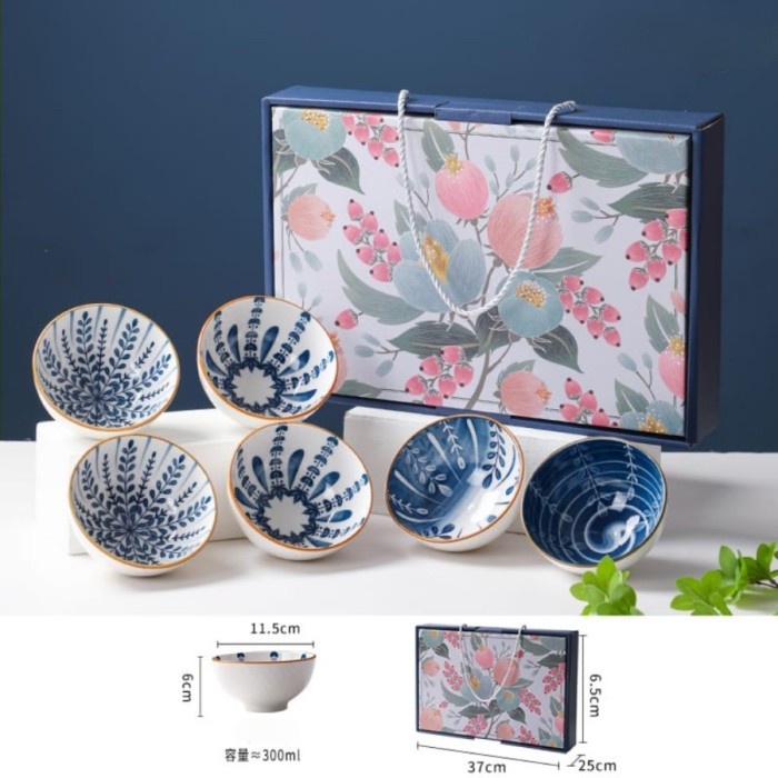 

(COD) Wedding Gift Hampers Japanese Bowl Set | Mangkok Keramik - 6 Bowl