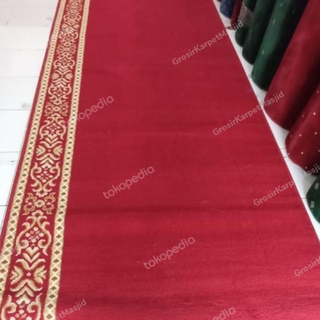 Sajadah tebal 11mm sejadah masjid Karpet masjid Almira meteran murah - Merah Polos