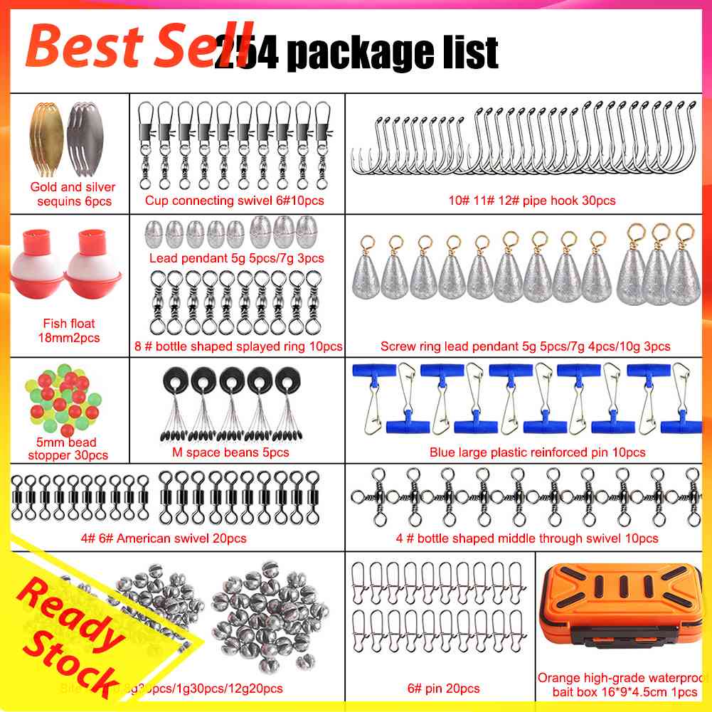 254pcs Set Aksesoris Pancing Anti Air Dengan Kotak Penyimpanan