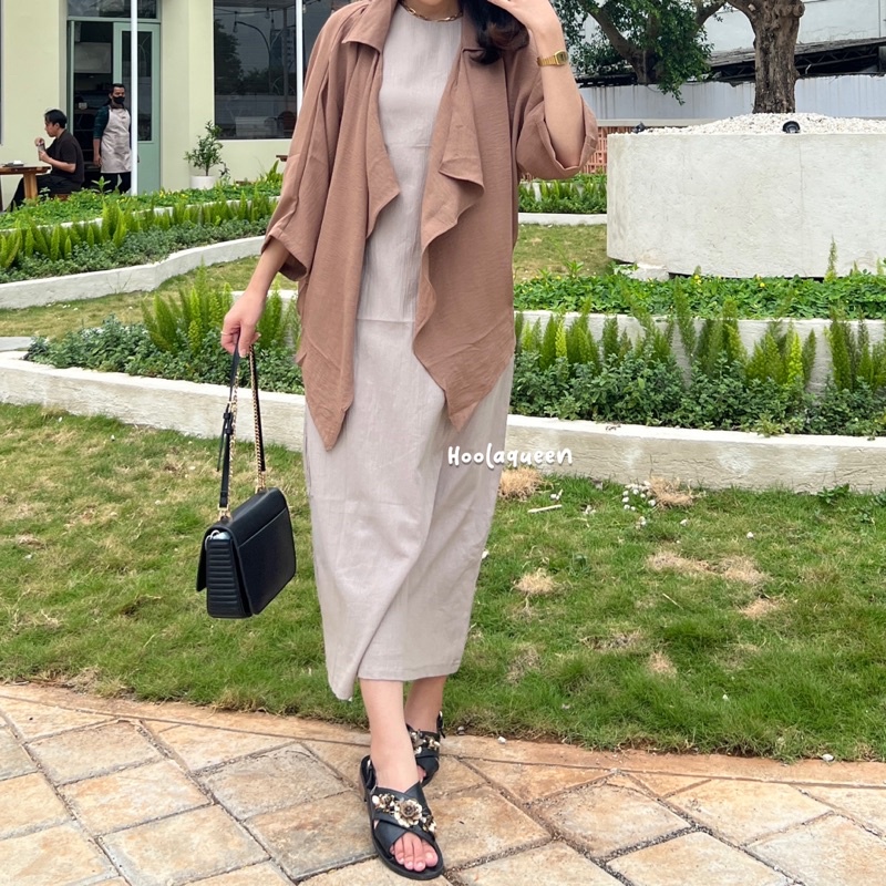 INNER DRESS LINEN CRINKLE OUTER CRINKLE AIRFLOW BAHAN SUPER FLOWY HALUS ANTI GERAH