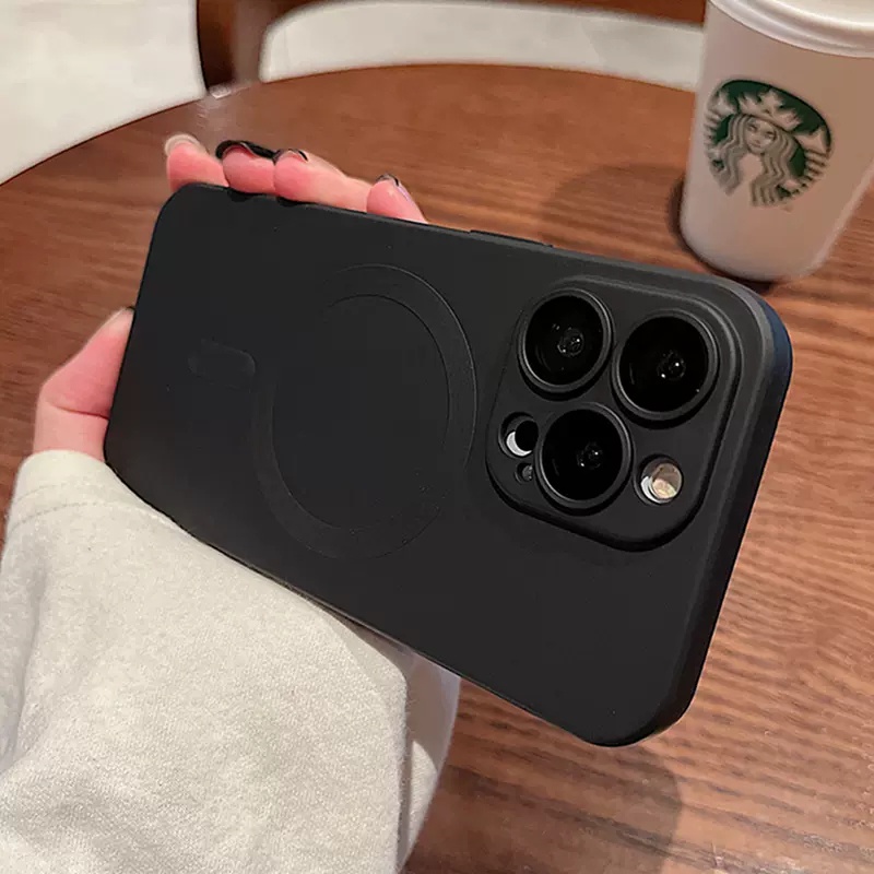 IPHONE Casing Ponsel Magsafe Matte Mewah Kompatibel Dengan Iphone12 13 14 Pro Max14 plus wireless charging glass camera film Pelindung shock protection soft back cover