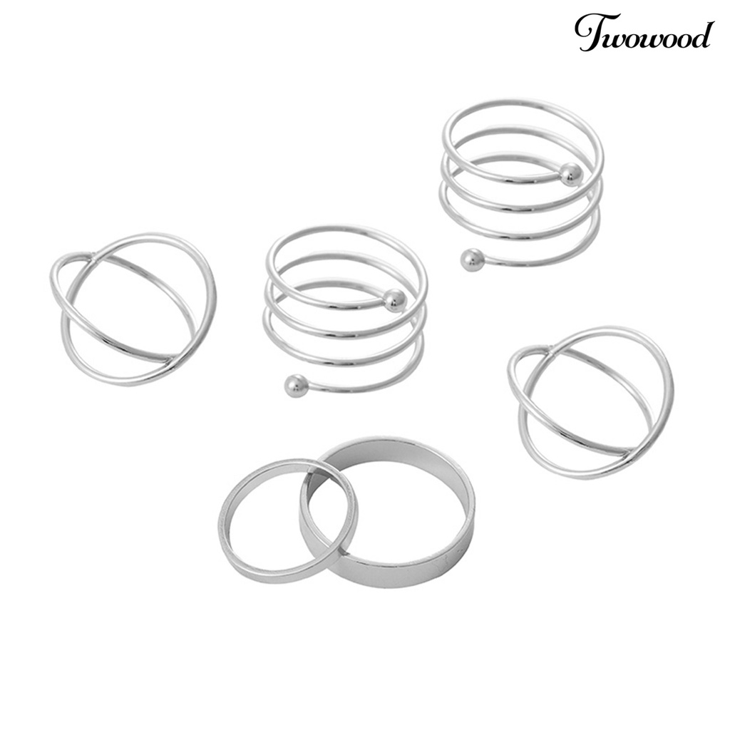 6pcs / Set Cincin Knuckle Model Silang Gaya Vintage Untuk Wanita