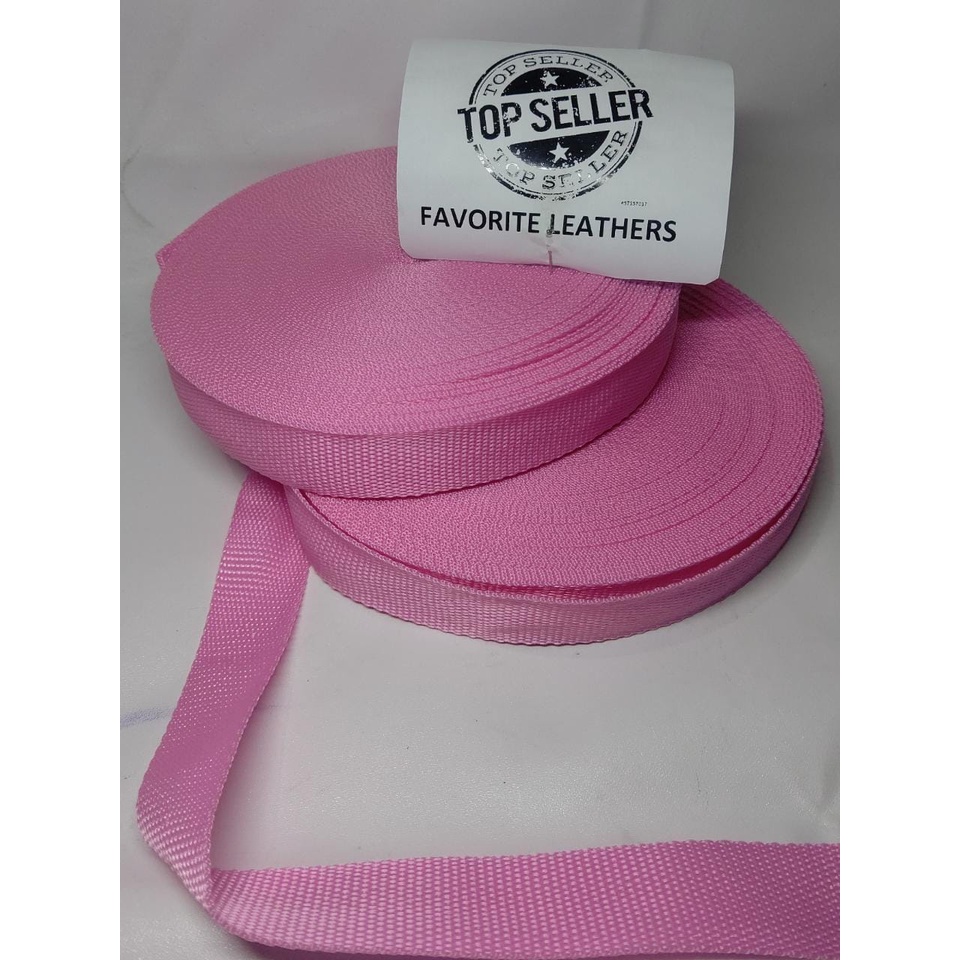 Nylon Webbing KK25 UKURAN 2,5CM /25MM / UKURAN 24METER / HARGA PER ROLL WARNA PINK MUDA
