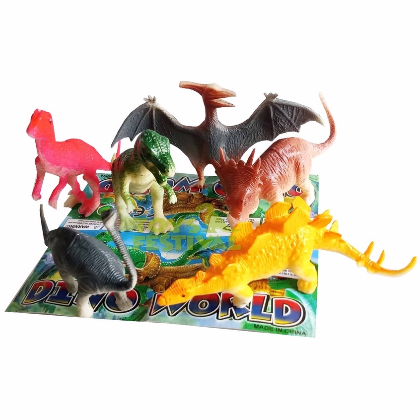 MAINAN DINO MINIATUR FIGURE DINOSAURUS 1 SET ISI 6 PCS