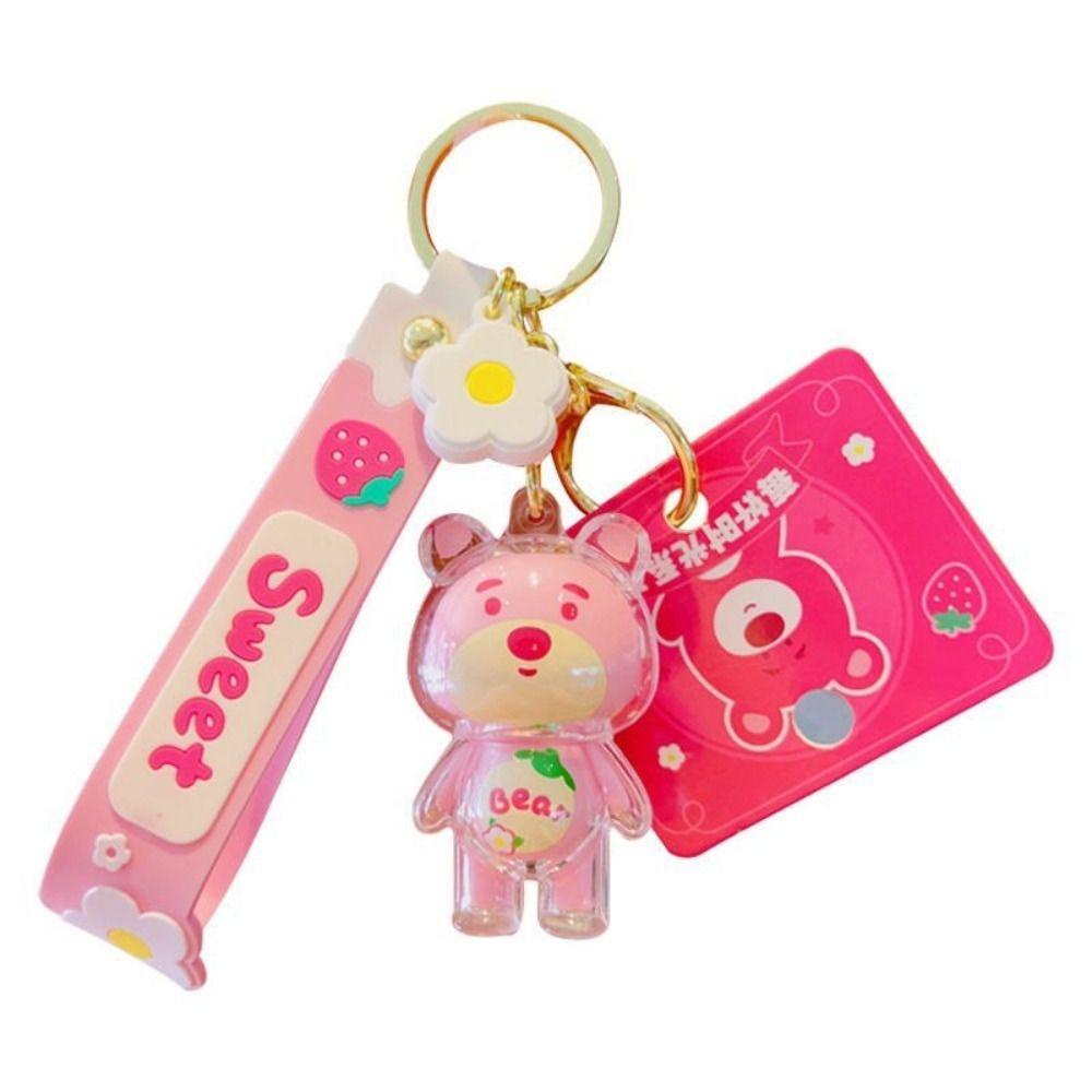 Lanfy Wanita Gantungan Kunci Lucu Kreatif Hadiah Strawberry Bear Pria Dekorasi Key Holder