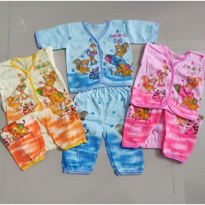 6 PC Baju Bayi Setelan Lengan Panjang+Celana Panjang bahan halus Full Warna