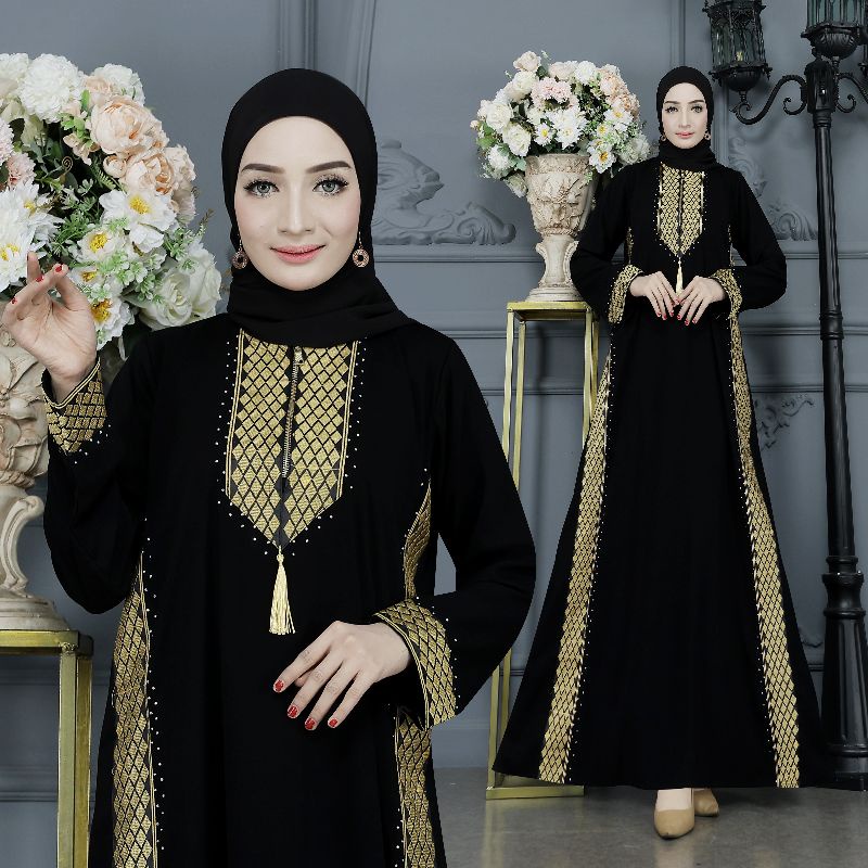 Gallery Exclusive Abaya Hitam Gamis Bordir Turkey Dubai Namira