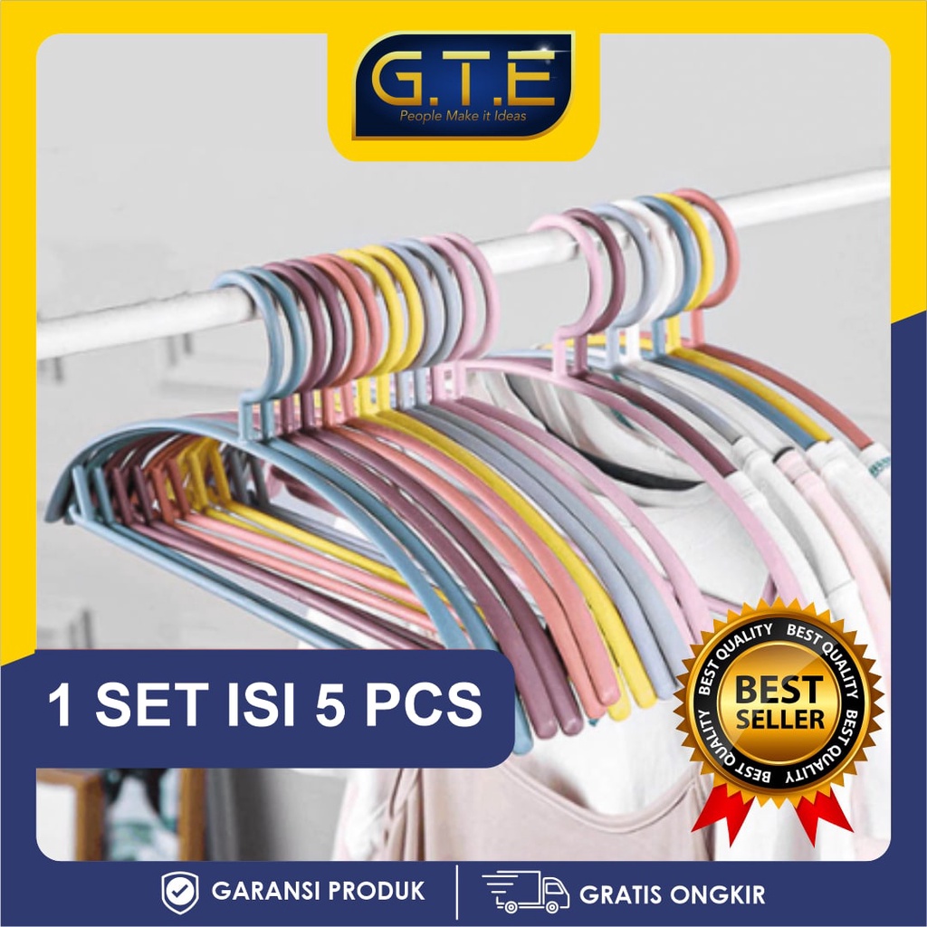 GTE | GANTUNGAN BAJU HANGER PLASTIK | PLASTIC HANGER PAKAIAN LAUNDRY ANTI SLIP WARNA | CLOTH HANGER