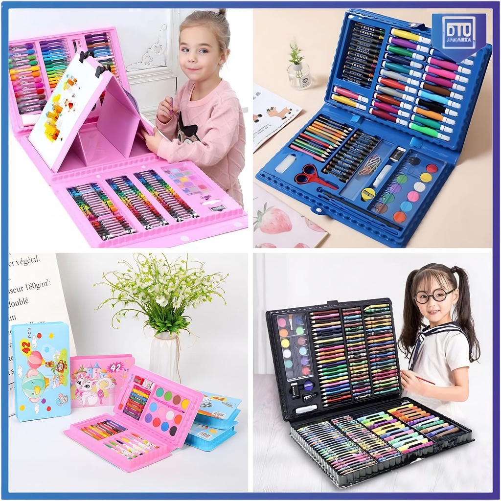 

[DTU] Alat Lukis Set Crayon Anak Lengkap 42 - 208 pcs Pengasah Melukis Anak
