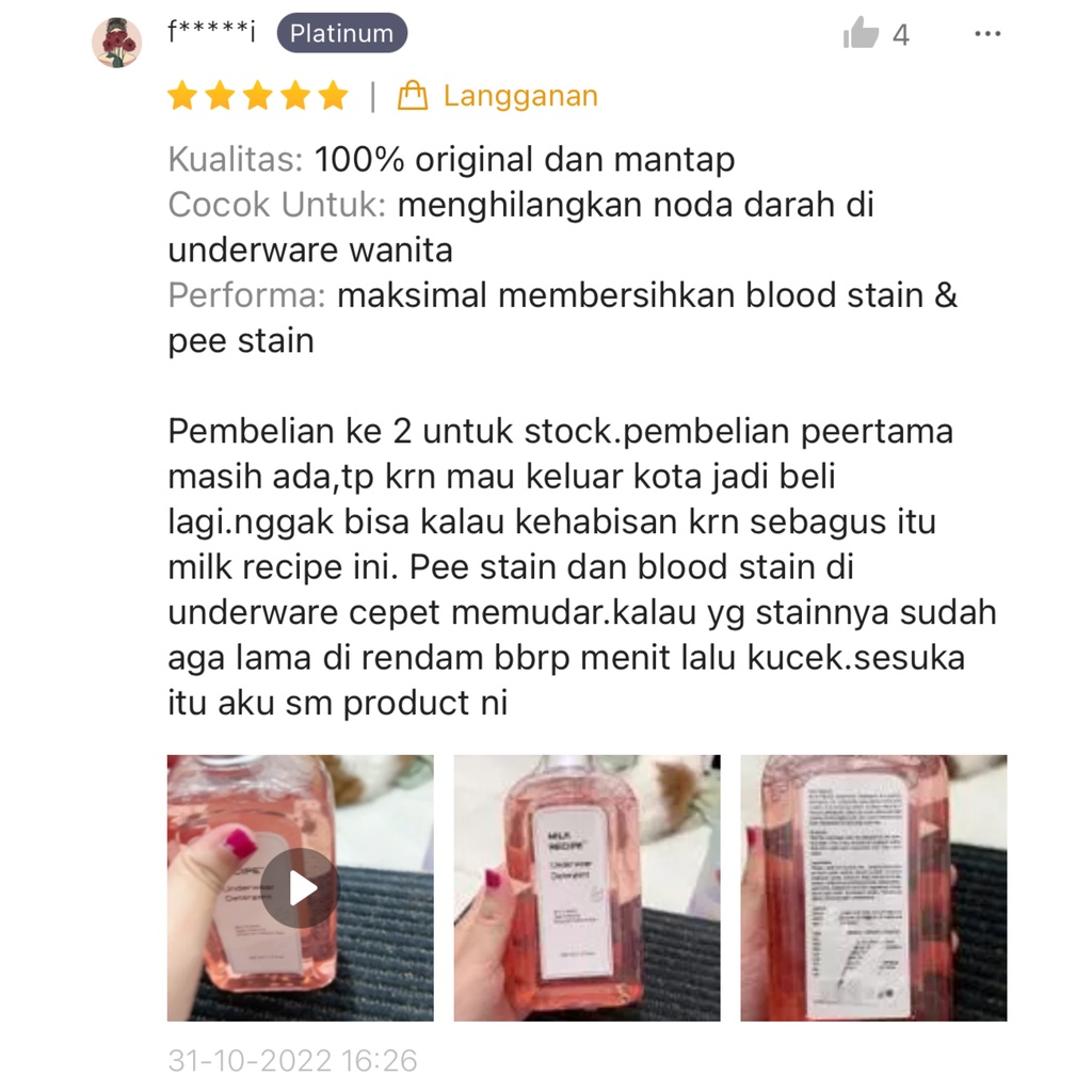 Milk Recipe Underwear Detergent - Sabun Cuci Pakaian Dalam Ampuh Membersihkan Noda Merah, Kumal dan Bakteri Pada Celana Dalam