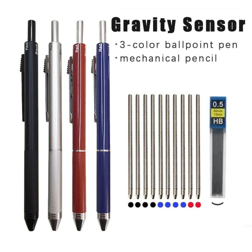 Preva Multi Fungsi Pen Mode Teknologi Sensor Gravitasi 3-warna Ball Point Refill Pulpen Bolpoin Multi Warna