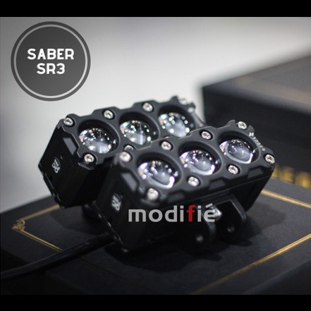 Mini Projector Saber SR3 modifiesby LED grill foglamp putih 2 mode