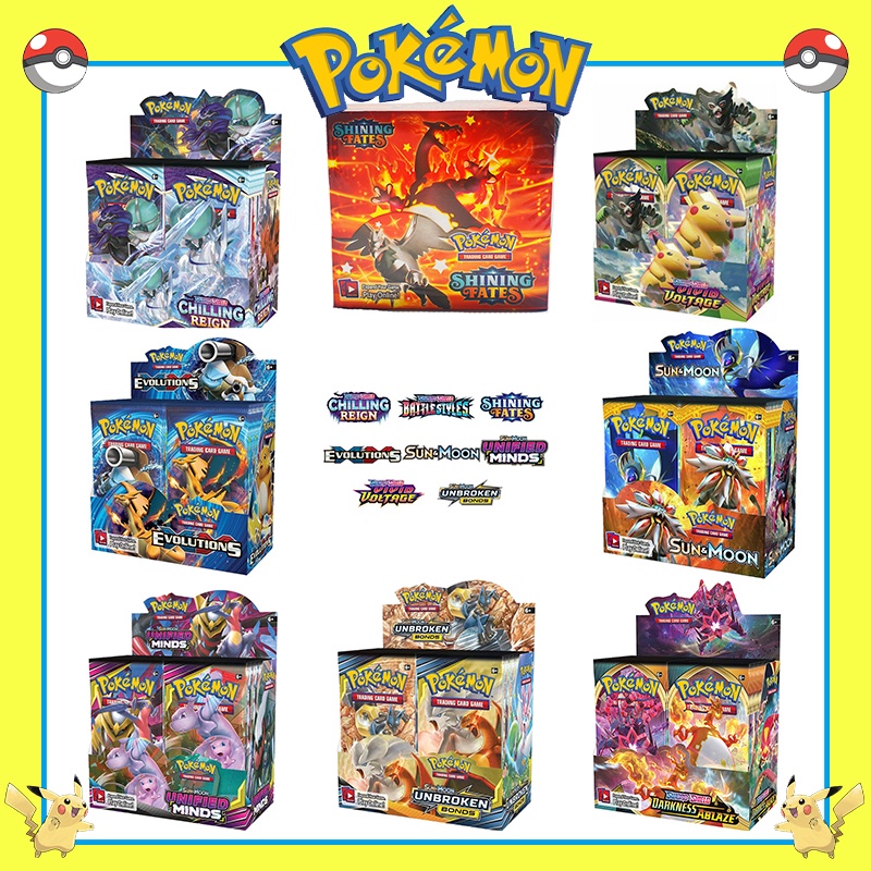 324pcs Kartu Pokemon Sword Shield Evolving Skies Booster Display Eevee Charizard Vmax 36 Pak Dengan Kotak