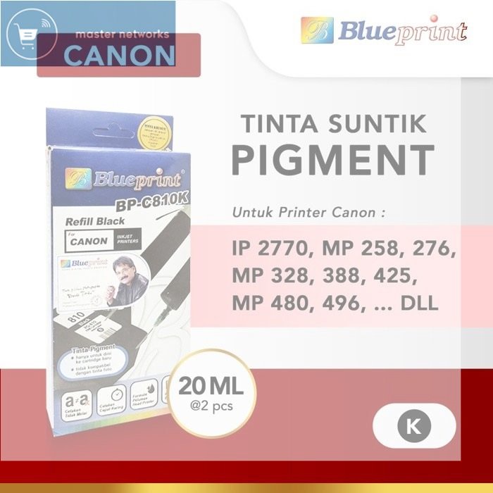 Blueprint Tinta Refill Canon Black Colour Pigment BP-C810K BP-C811W