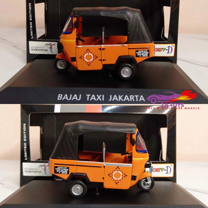 Diecast Bajaj Orange Taxi Jakarta by IXO - Joey-D Skala 1:43 NUSEL