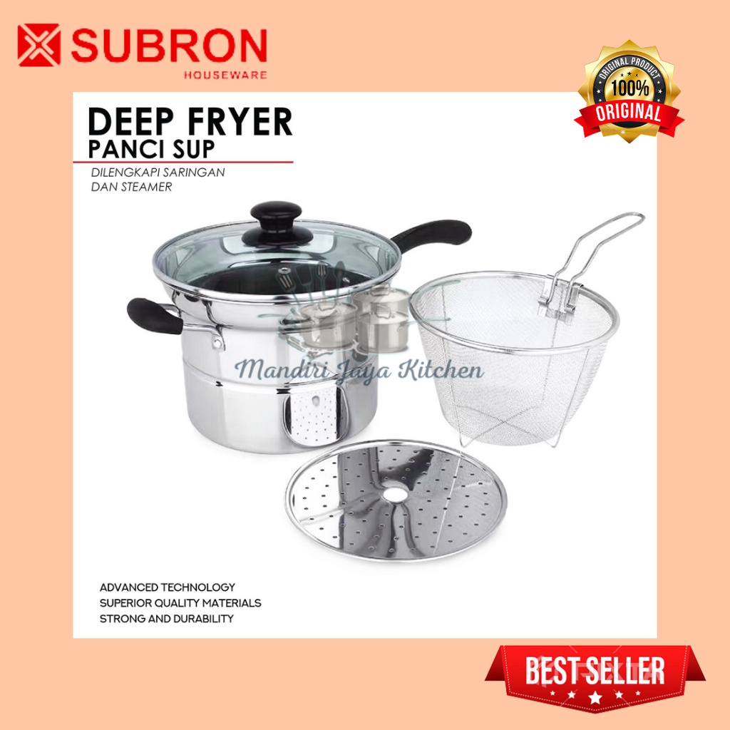 SUBRON Panci Pot Deep Fryer 22cm 3IN1 / Deep Fryer 22cm / Panci Pot Stainless Steel 3IN1