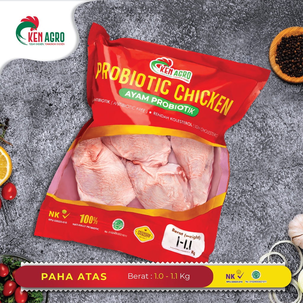 

Ken Agro Ayam Probiotik Paha Atas 1.0-1.1 kg Frozen