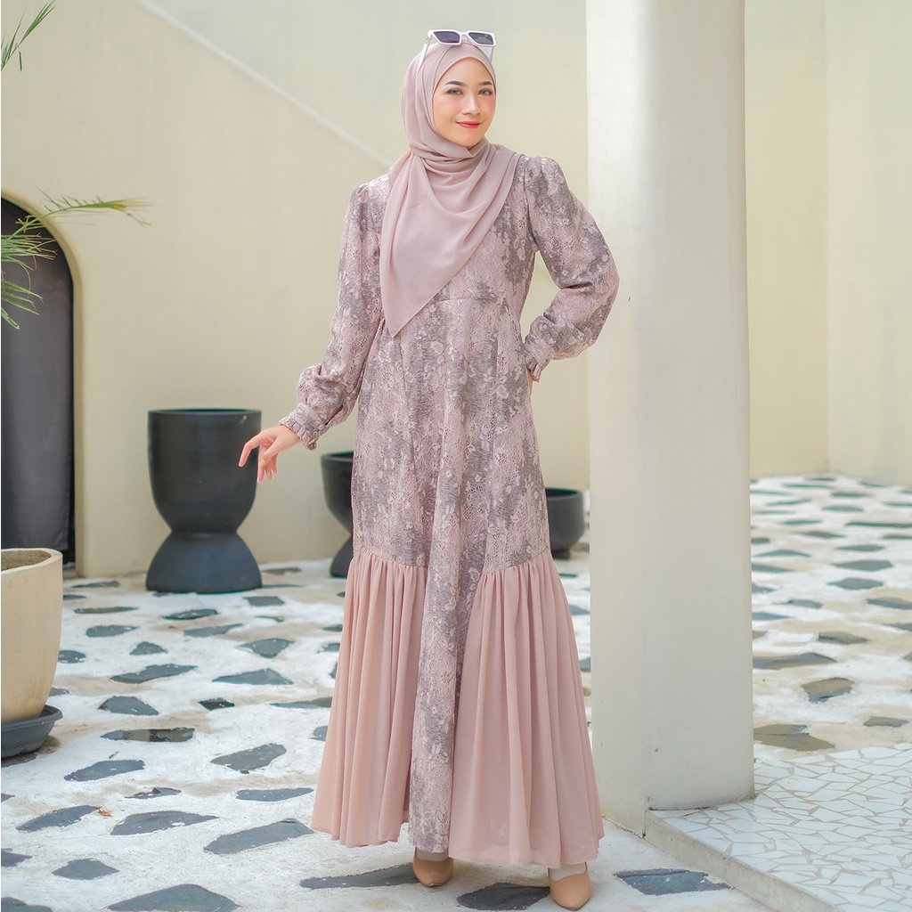 VINTAGE AURORA DRESS I Dress Wanita Mewah dan Elegant I Bahan Brukat,Busui Friendly