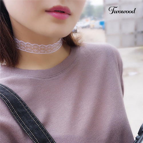 Kalung Choker Bahan Lace Motif Bunga Gaya Retro Boho Gothic Punk Untuk Wanita