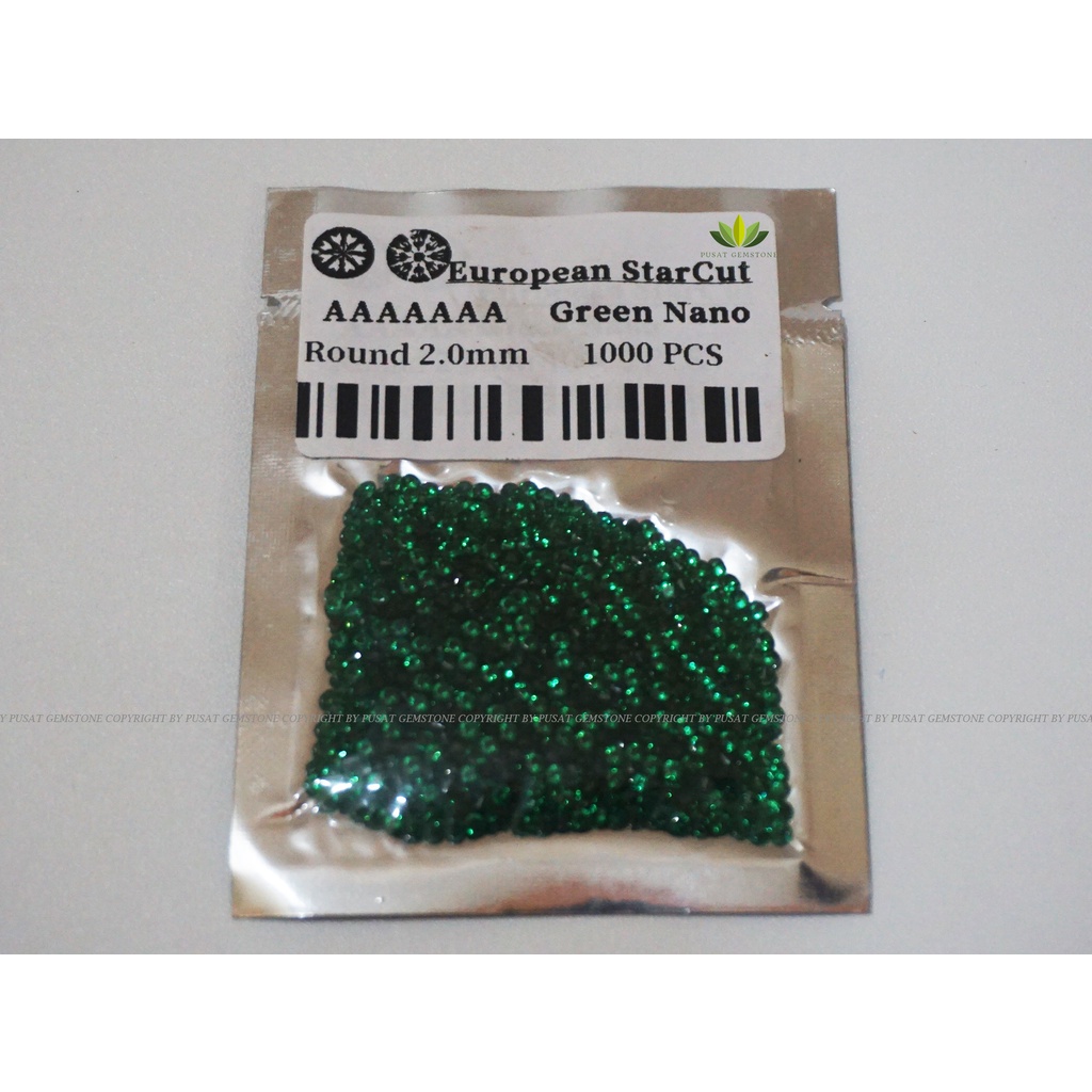 Permata Sirkon Cubic zirconia Green nano Tabur 1000 Butir Grade AAA