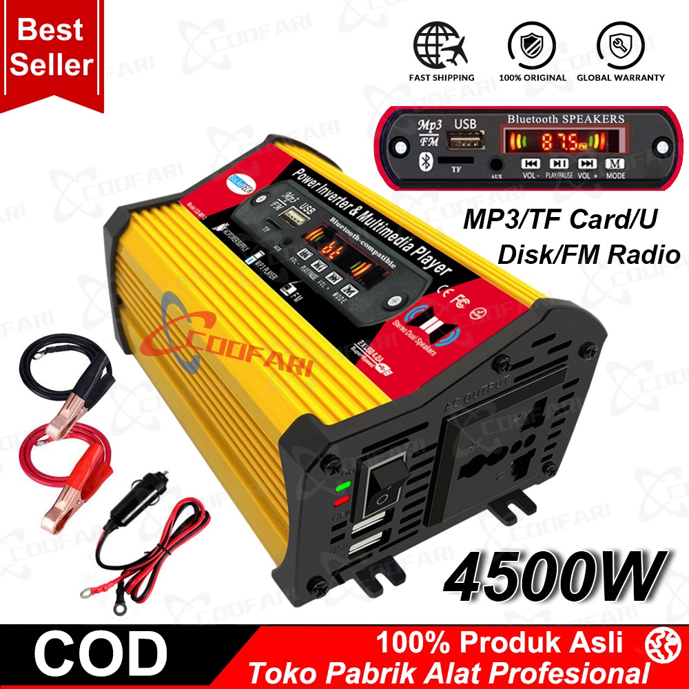 Inverter Daya Ma 4500W Inverter Tenaga Surya, Konverter DC 12V Ke AC 220V dengan Layar Tampilan untuk Mobil, Perahu Tenaga Surya, dengan Gelombang Modifikasi Pengisi Daya USB