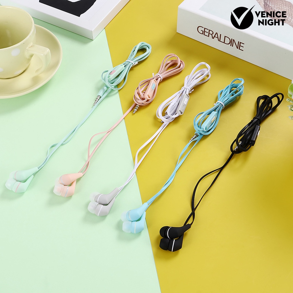 (VNEP) (Berkabel) Earphone Pengurang Kebisingan In-ear Headphone Stereo HiFi Universal dengan Kotak Penyimpanan Telinga Kucing Kartun untuk Ponsel