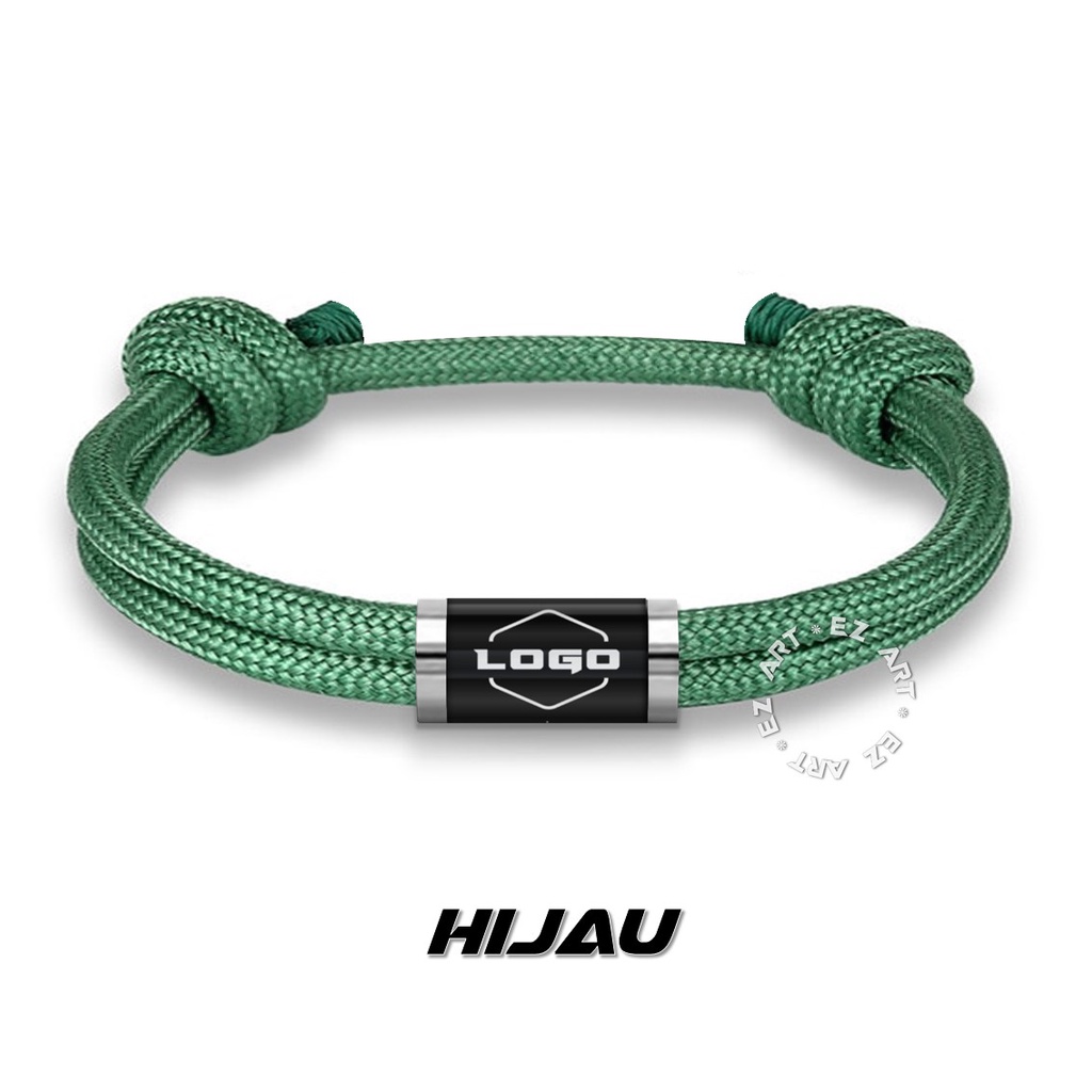 GELANG SIMPLE PARACORD CUSTOM REQUEST NAMA LOGO GAMBAR TABUNG KACA STAINLESS STEEL