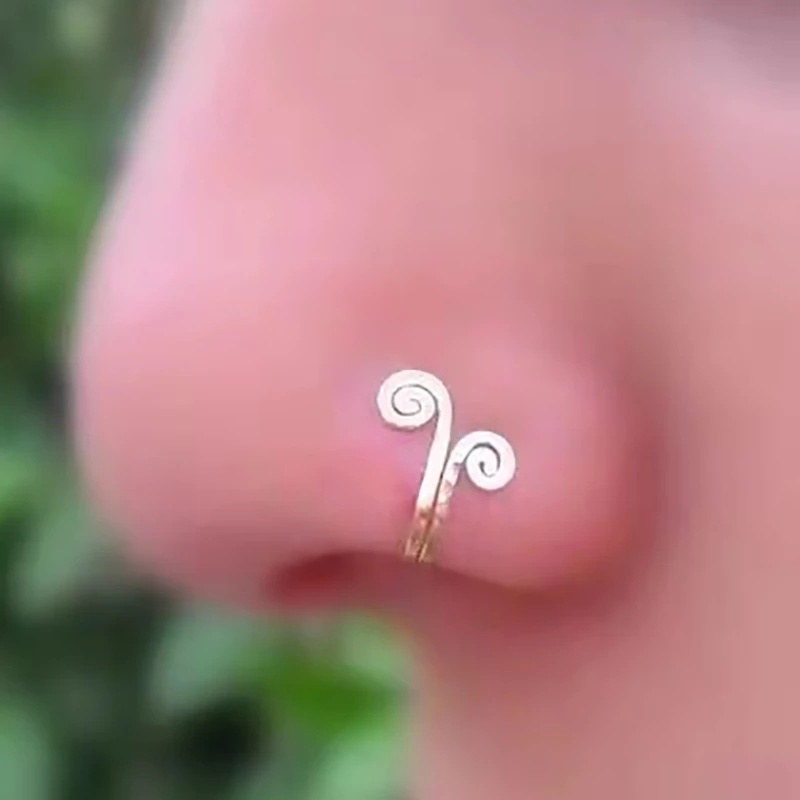 Anting Klip Hidung / Telinga Palsu Model Siput Untuk Wanita