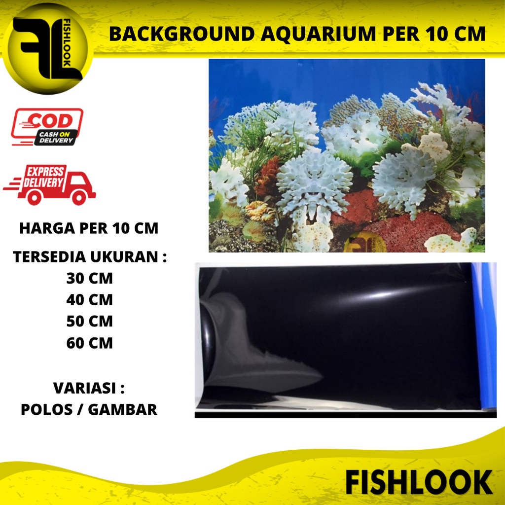Background Aquarium GAMBAR POLOS 30 40 50 60 CM AQUASCAPE PER 10CM