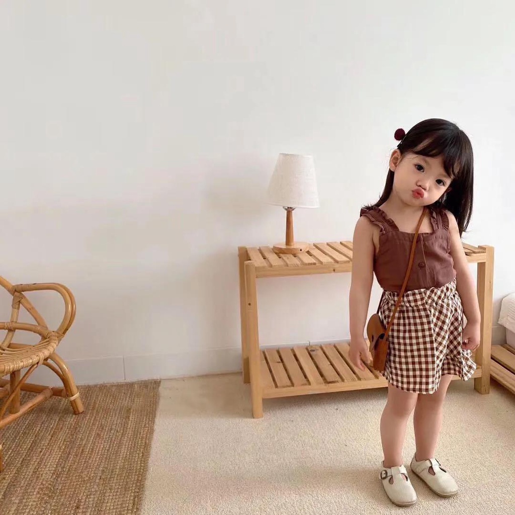 HappyOliver SET SWEET CHOCO Setelan anak perempuan motif lucu atasan dan rok berkualitas