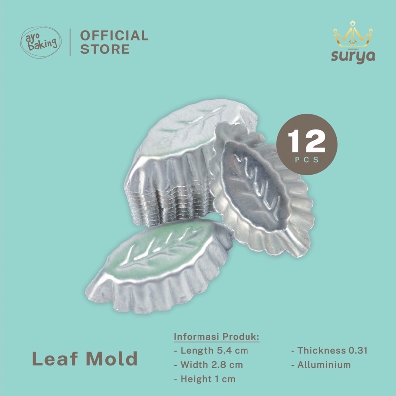 SURYA Cetakan Nastar Bentuk Daun Alluminium | Cetakan Kue Kering Bentuk Daun