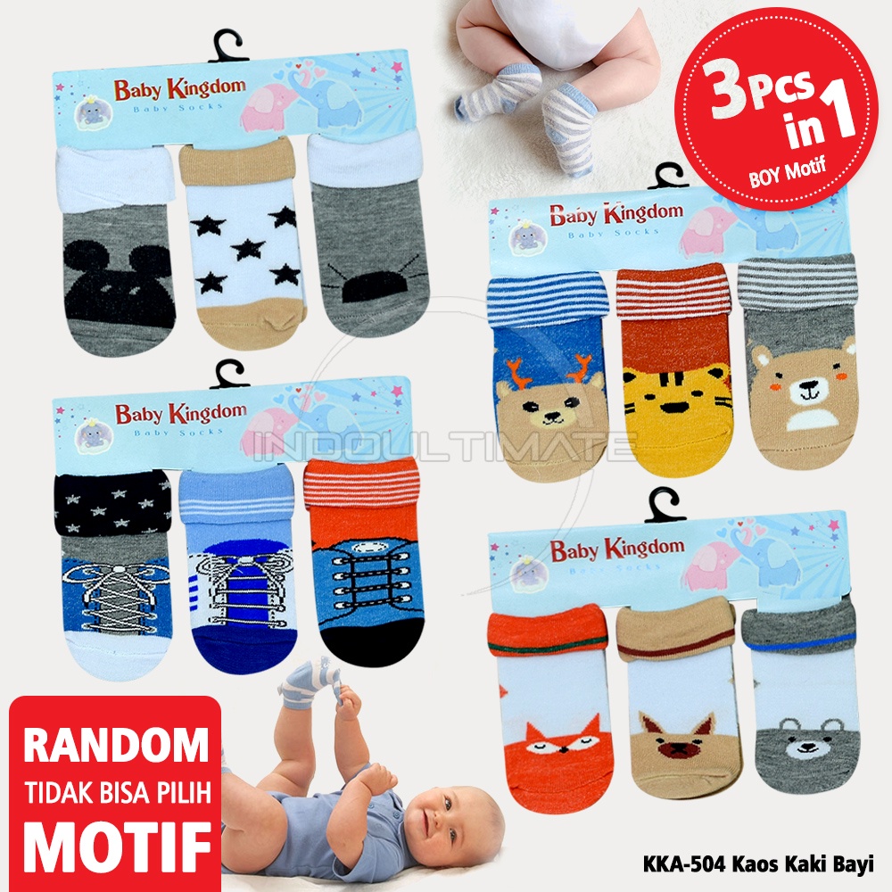 3in1 Kaos Kaki Bayi 0-6 Bulan KKA-504 KKA-505 Baby Sock Sarung kaki Bayi Perempuan Laki Laki Baru Lahir Motif Karakter Lucu Pelindung Kaki bayi Kaos Kaki Bayi Cewek Cowok