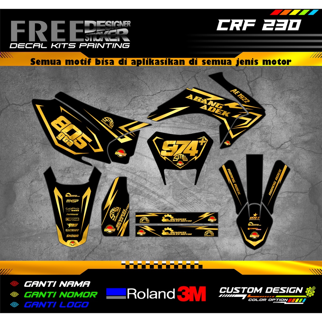 Decal Stiker Motor Honda CRF 230 Custom Design WS001