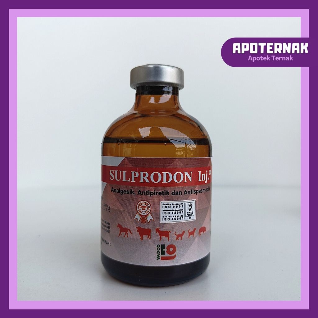 SULPRODON Injeksi 50 mL | Obat Pereda Sakit Hewan Analgesik Antipiretik Antispasmodik | Seperti Sulpidon Sanbe, Analdon | VADCO | Apoternak