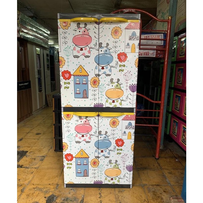 

Lemari Pakaian Plastik Lucu / Lemari Anak 4 Susun Minimalis MIAMI SAPI stock ready