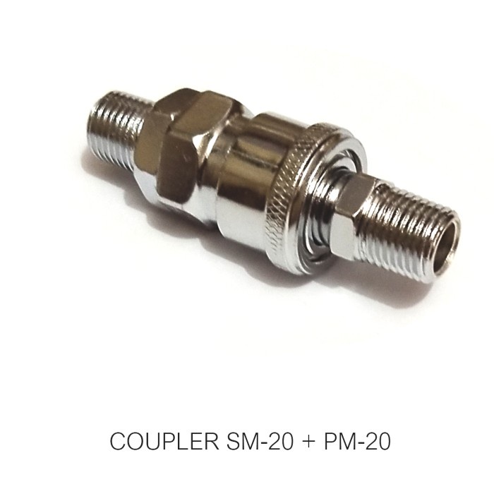 1 Set Quick Coupler SM PM20 Sambungan Selang Kompresor Recoil Kopler - Silver