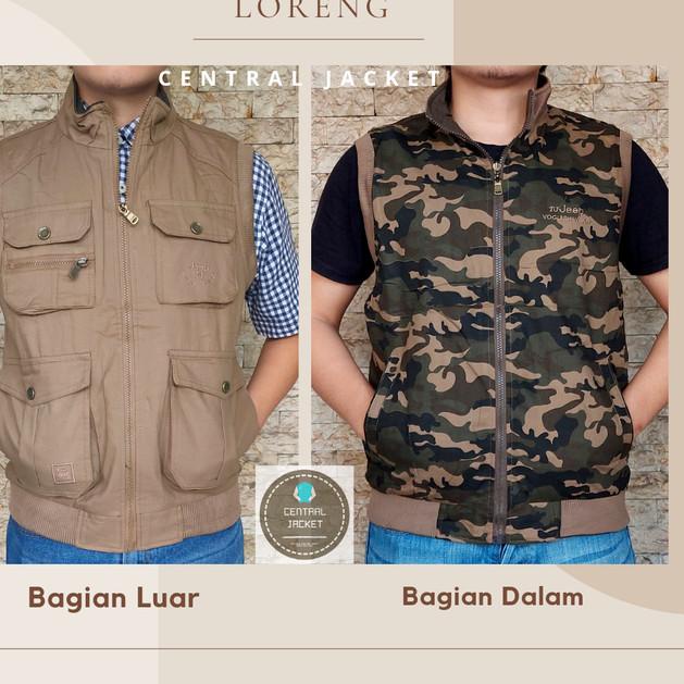 ROMPI JEEP PRIA BOLAK BALIK LORENG - JAKET ROMPI OUTDOOR - ROMPI PRIA - Cokelat, 3XL(XXL lokal)