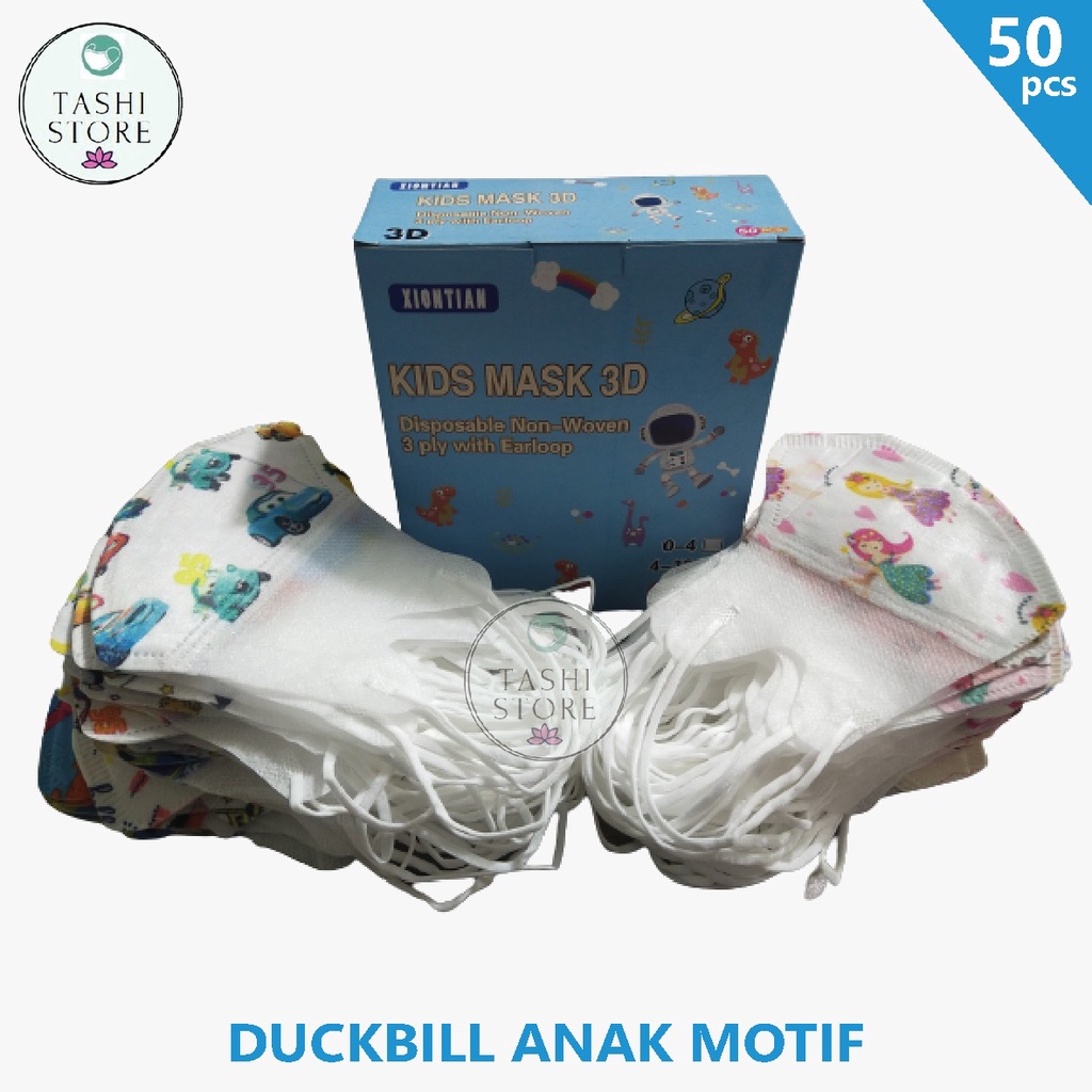 Masker Duckbill Anak Mix isi 50pcs MOTIF Gambar 3ply