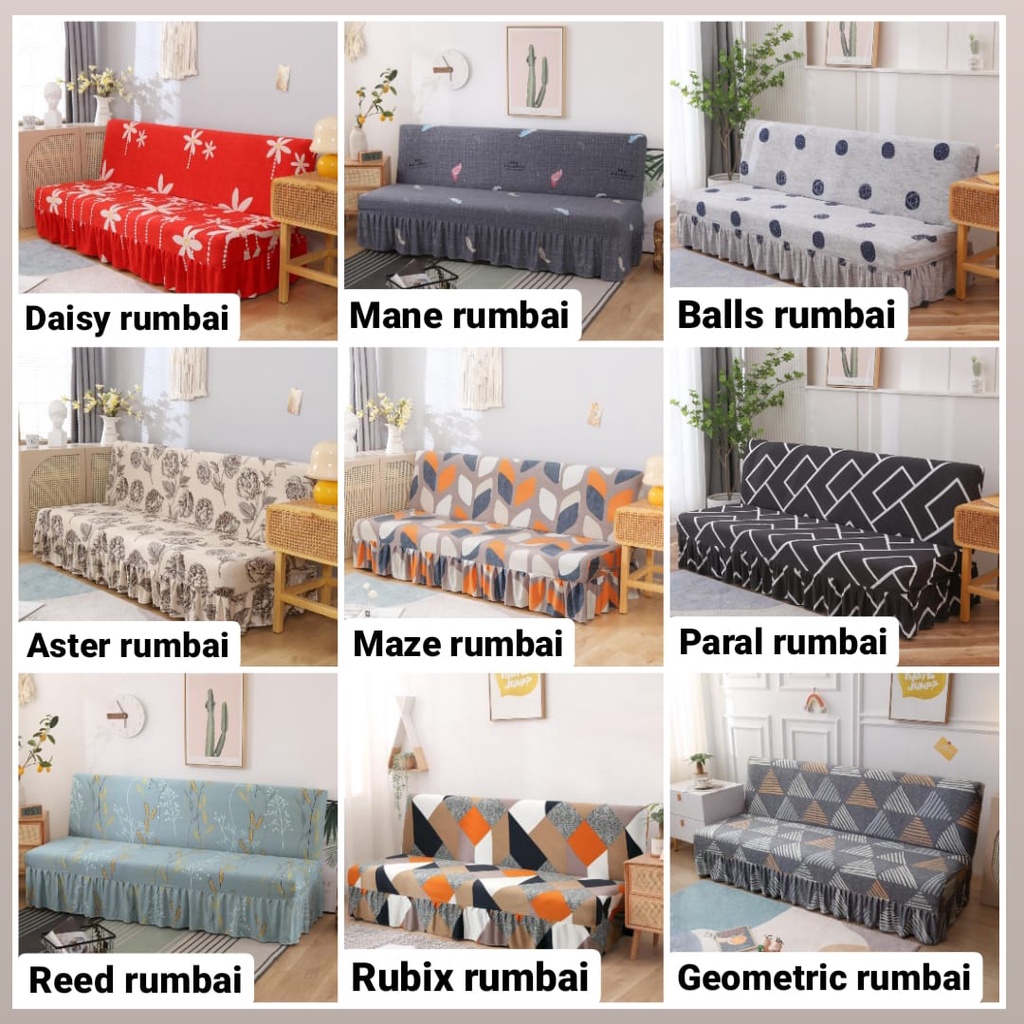 Cover sofa bed / sarung penutup sofa bed / sofa bed cover / sarung sofa bed RUMBAI