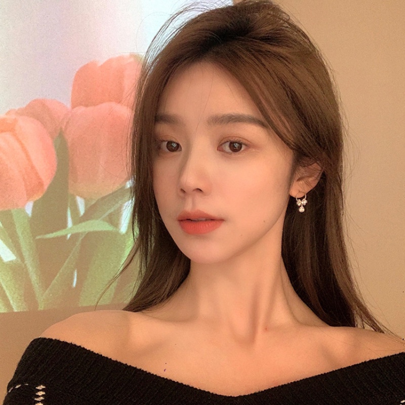 Kami Bunga Halus S925 Perak Berkilau Berlian Imitasi Tetesan Air Busur Stud Anting-Anting Untuk Wanita Perempuan Vintage Zirkon Ikatan Simpul Anting-Anting Fashion Telinga Perhiasan