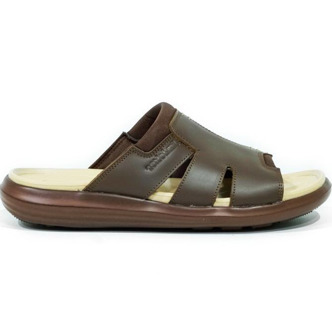 Jim Joker - Sandal Slide Kulit Pria Bold 1S Cokelat - Cokelat,39