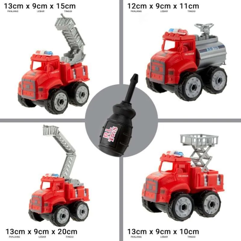 Mainan Anak Kendaraan Mobil dibongkar pasang Spryz DIY Set Isi 4 Kendaraan kreatifitas