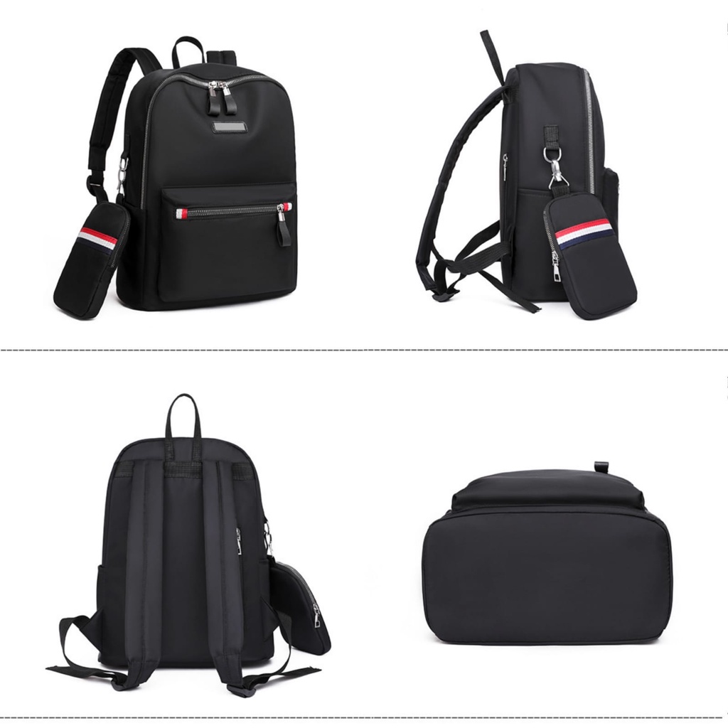 TAS RANSEL WANITA KOREA BONUS POUCH TA705B5 IMPORT ANTI AIR HITAM HANAGA BACKPACK CEWEK BESAR PREMIUM PUNGGUNG KULIAH SEKOLAH KERJA REMAJA KEKINIAN GENDONG SIMPLE FASHION BRANDED